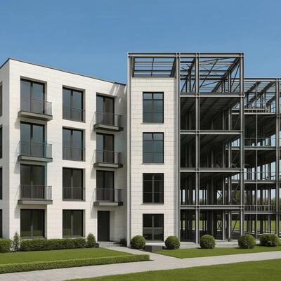 Q355B شقة فولاذية عالية الارتفاع المسبقة الصنع متعددة الطوابق