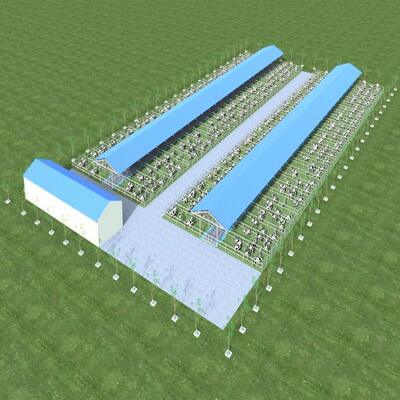 تصميم إمدادات الهيكل الحديدي الحديث مزرعة الألبان الحظيرة المعدنية الحظيرة الماشية مع نظام تهوية