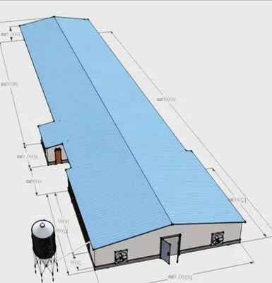 مقاس 120m × 20m تصميم عازل هيكل فولاذي مسبق الصنع بيت الدجاج